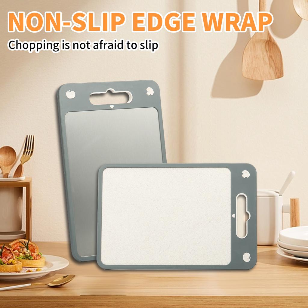 Cutting Board Double Sided Chopping Board Stainless Steel Cutting Board with Juice Groove Wheat Straw PP Chopping Board