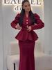 2025 Elegant Solid Color Two-Piece Set: Top + Skirt