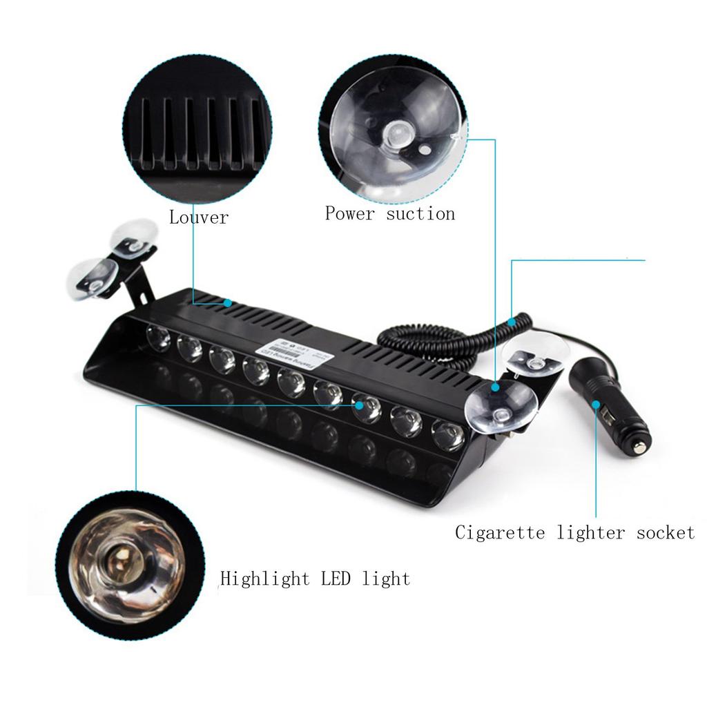 Ranzek 9 LED Front Light Warning Light 9W 12V Dashboard Interior Car Truck Emergency Strobe Flash Light (Blue)