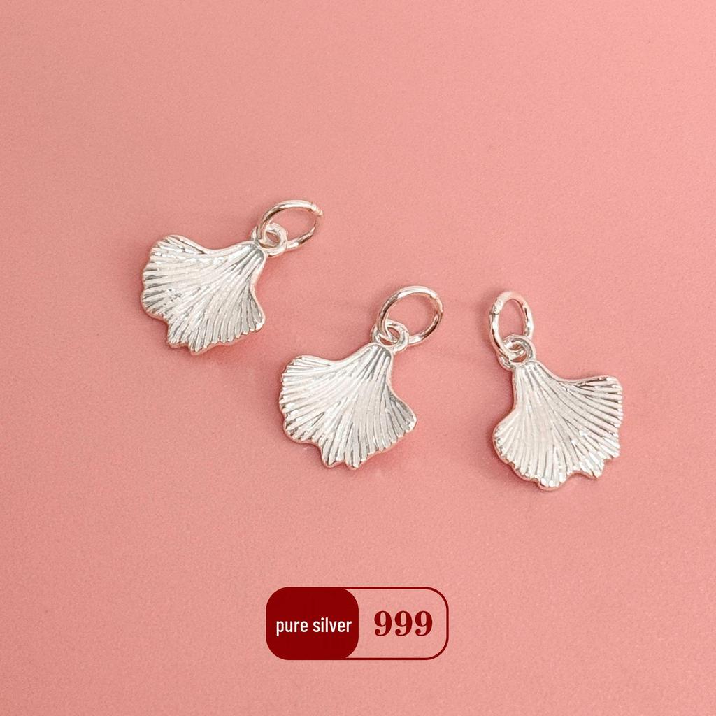 S999 Sterling Silver Beach Pendant with DIY Crystal Beads and Stringing Rope for Bracelets and Necklaces - Fresh Chinese Style