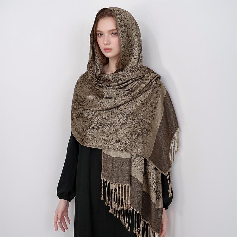 Jacquard Scarf Women Luxury Fashion Thick Soft Lady Scarves Stole Shawl Muslim Hijab Wrap Headband Neckerchief Bandana