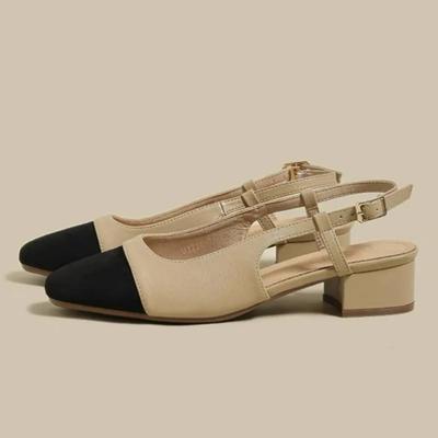 Scarpe Estive Nuove con Tacco Basso Quadrato Scarpe Coreane con Abbinamento di Colori Scarpe da Festa da Donna Designer Chaussure Femme Sandali All-match