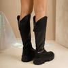 Women's Fashion Lace-up Belt Buckle Not Tired Feet Thick Sole Soft Elastic Comfortable Shock Absorption Waterproof Non-slip Casual Sports High Boots