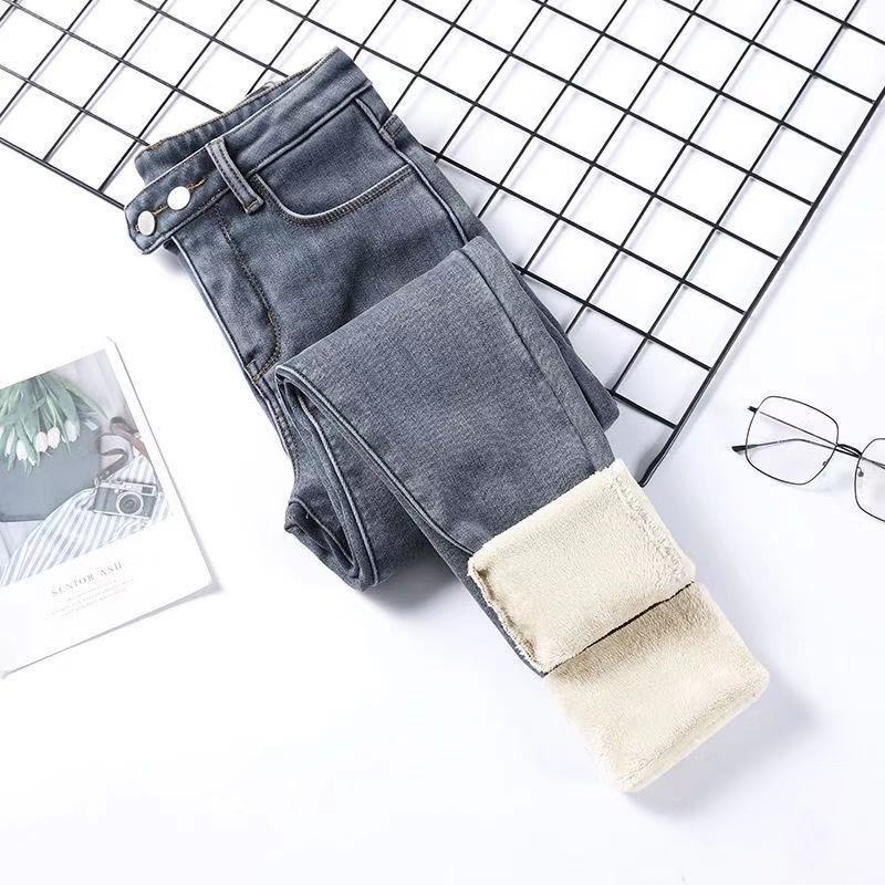 Winter Warme Samtjeans Damen Lässig Damen Hosen Pantalon Denimhosen Y2K Jeans Weiche Leggings