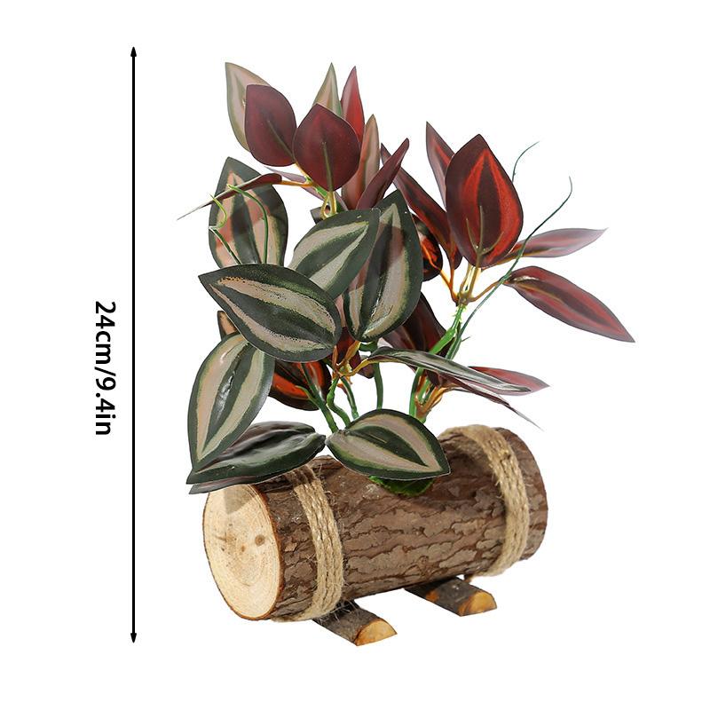 Artificial Plants Wooden Flower Pots Bonsai Green Plants Potted Fake Flowers Creative Garden Ornament Office Home Decoration