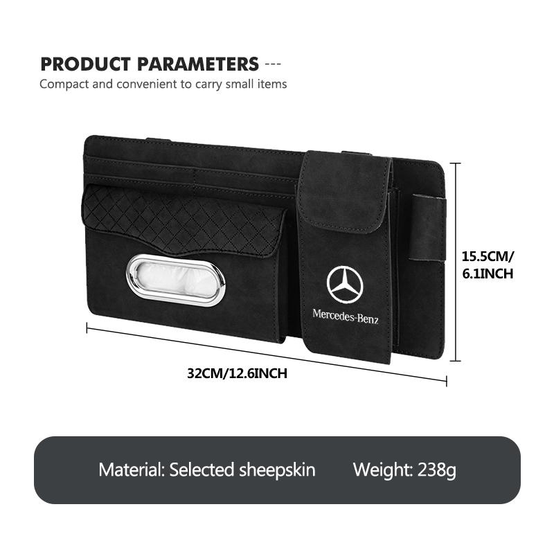 CSF1   Car Sun Visor Glasses Card Holder Hanging Tissue Storage Box For Mercedes Benz CLK GLC W212 C200 C300 W203 W204 W205 W169 W176