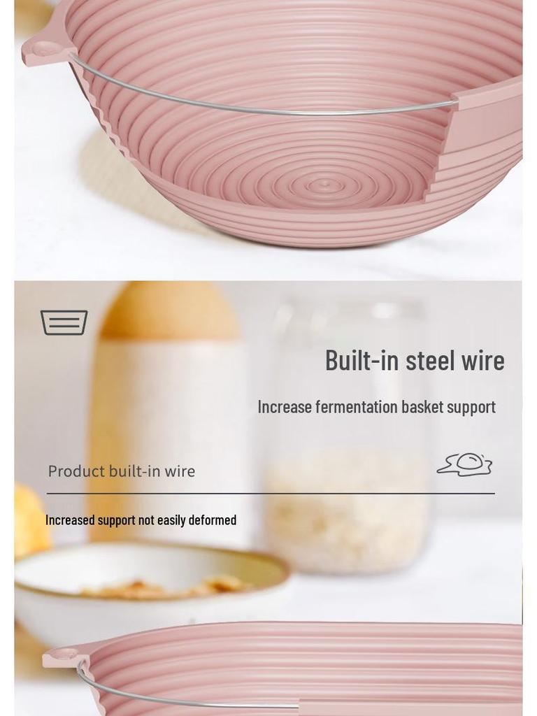 Foldable Silicone Bread Fermentation Basket with Steel Wire for High-Temp Oven Baking