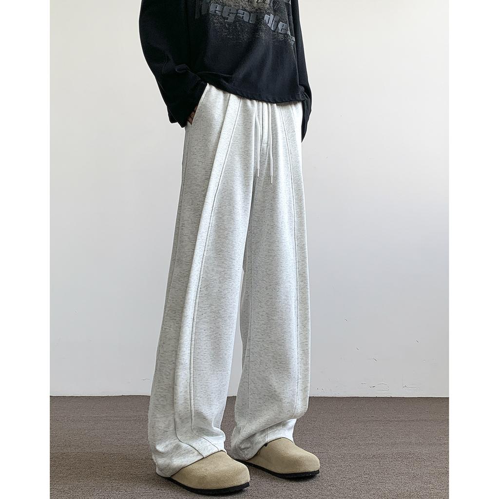 Light gray sweatpants men's spring and autumn loose straight youth casual trousers trendy wide-leg scimitar sweatpants