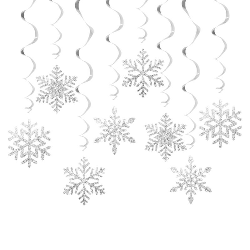 

Holiday Swirls Snowflake Decorations Christmas Swirls Snowflake Ornament Ceiling Wall Decoration for Holiday серебряный
