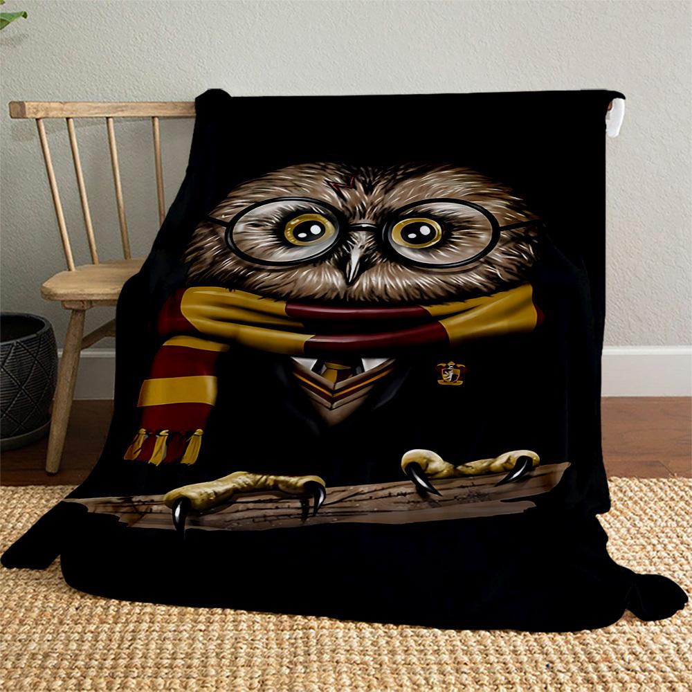 1pc Hogwarts Harry Potter Owl Outdoor Flannel Throw Blanket All Season Soft Warmth,Home Decor 1031174