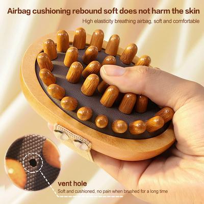 Cojín Anticelulítico para el Cuerpo Cepillo Meridiano Multifuncional de Madera Spa Cojín de Aire Masaje Peine para el Cabello Cepillo de Masaje para el Cuero Cabelludo y el Cuerpo