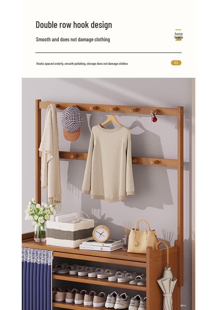 Multi-layer Dustproof Bamboo Shoe Rack for Entryway