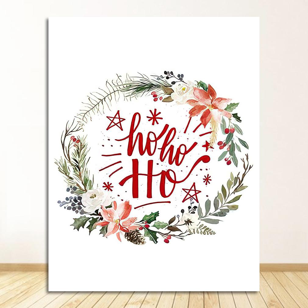 Picture Merry Christmas Party Decoration Nordic Wall Decor Watercolor Art Painting Prints Happy Holidays Quotes Canvas Posters