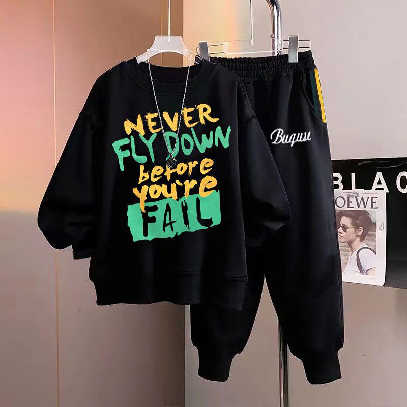 Teen Boy Handsome Hoodie and Sweatpants Set - Junior High Long Sleeve Autumn/Winter Outfit for Big & Tall Boys Age 15