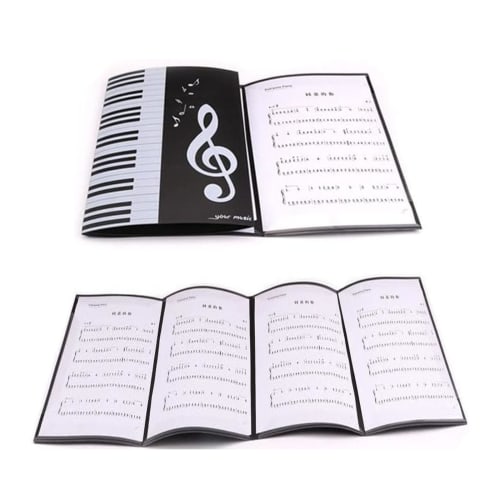 4-sided sheet music file, holds 6 sheets, A4 size, expandable, lesson file cover, sheet music, composition, piano, digital piano accessories
