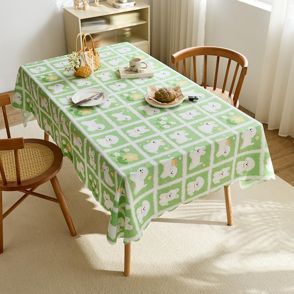 Tablecloth waterproof and oil-proof cartoon coffee cat cute student desk coffee table table mat dining table decorative cloth