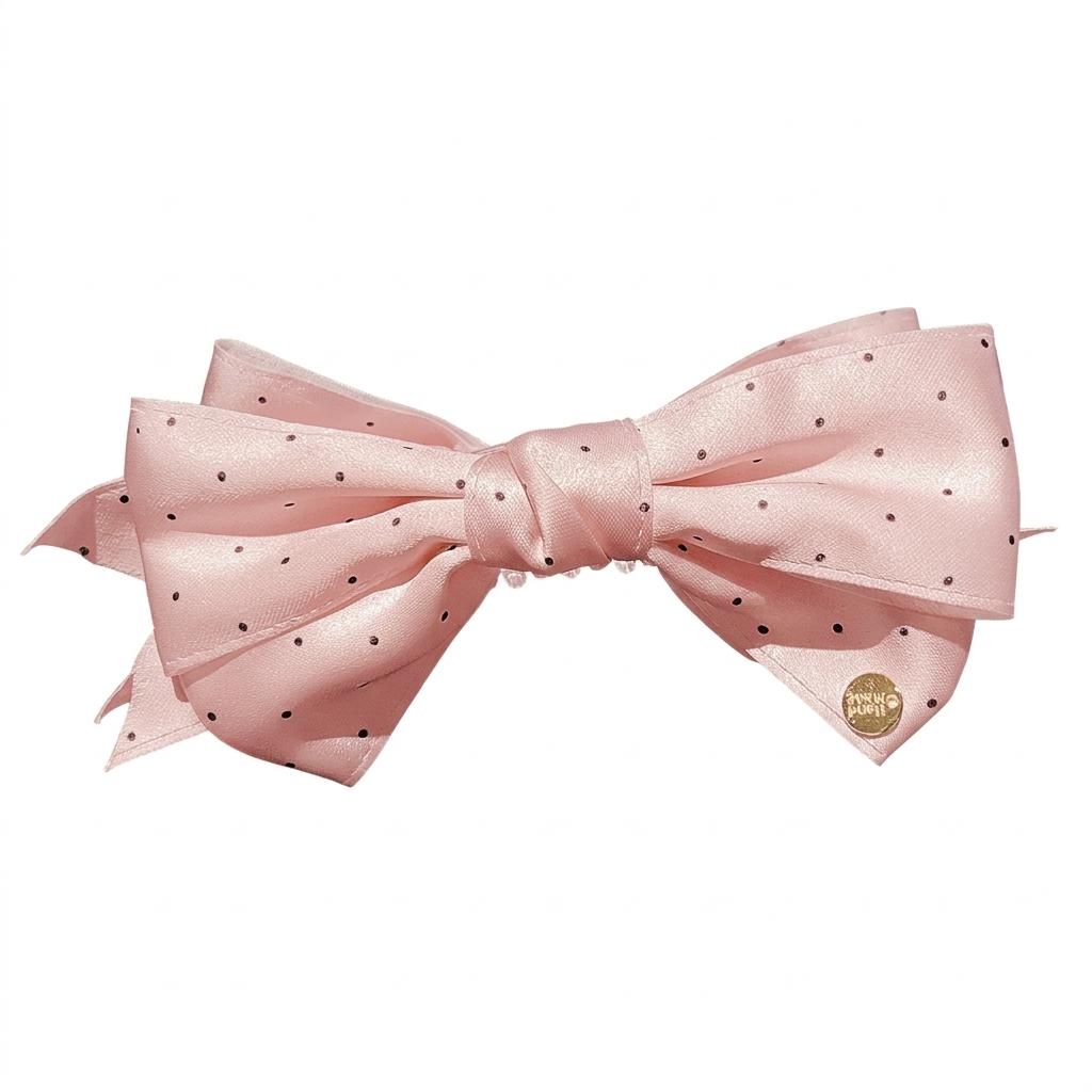 Sweety Bowknot Hair Clip Elegant Polka Dot Bow Barrettes For Women Girls Elegant Maruko Head Ponytail Hair Accessory Hairpins розовый