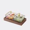 Danshi Zhiyuan Gold-Rimmed Divided Glass Snack Tray Set