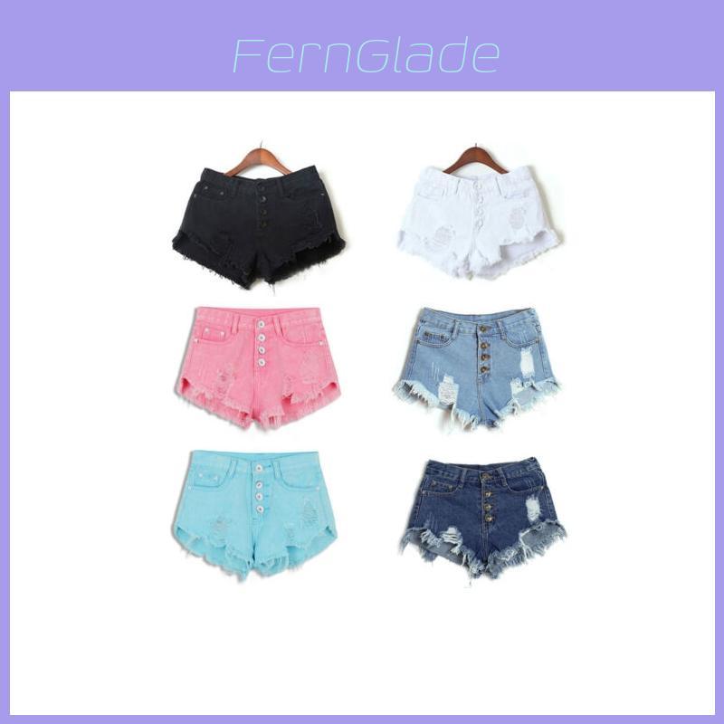 Premium Quality Usa Women High Waisted Washed Ripped Hole Mini Jeans Pants For Stylish Comfort