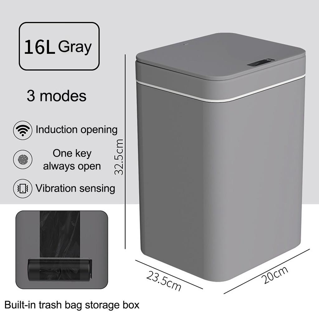14L/16L Smart Induction Trash Can with LED Light Automatic Dustbin Bin for Kitchen Sensor Intelligent Electric Garbage Storage Bucket