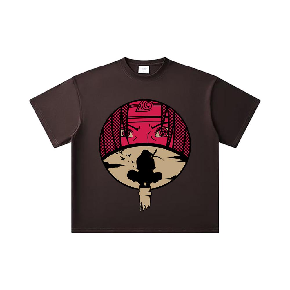 260 GSM Double Yarn 32 Count 100% Cotton Naruto V8 Itachi Print Unisex Heavy Cotton T Shirt