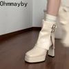 Nightclub Platform Thick Heel Women Ankle Boots Street Style Banquet Party Dress Short Botas Autumn Winter Women's Shoes