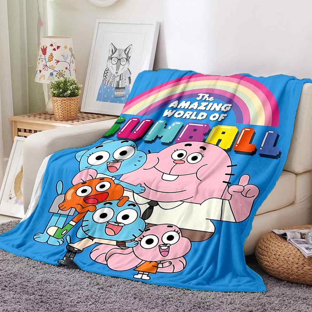 1pc The Amazing World of Gumball Cozy Print Blanket - Lightweight Warm Flannel Throw