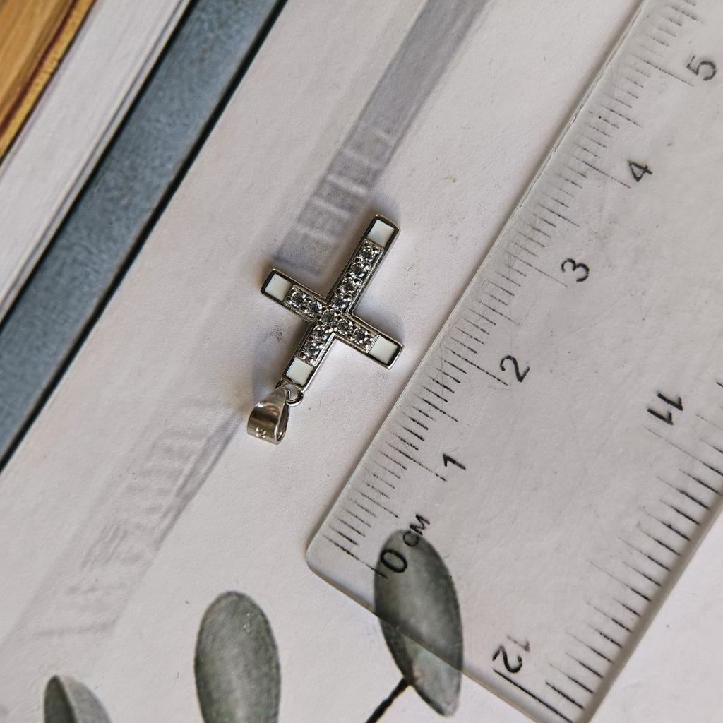 Silbernes Kreuz mit Zirkonia, Emaille (2192961)