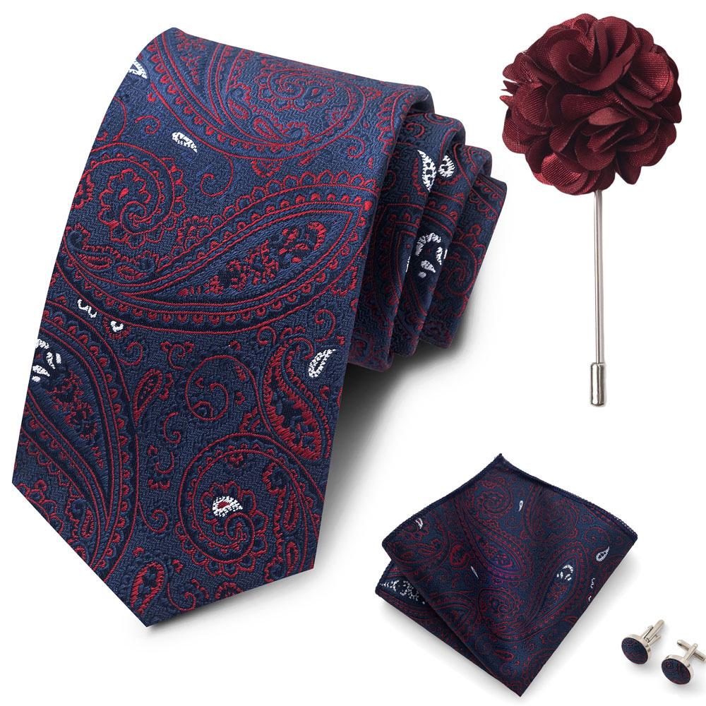 Men's Formal Tie, Pocket Square, Cufflinks & Brooch Set.