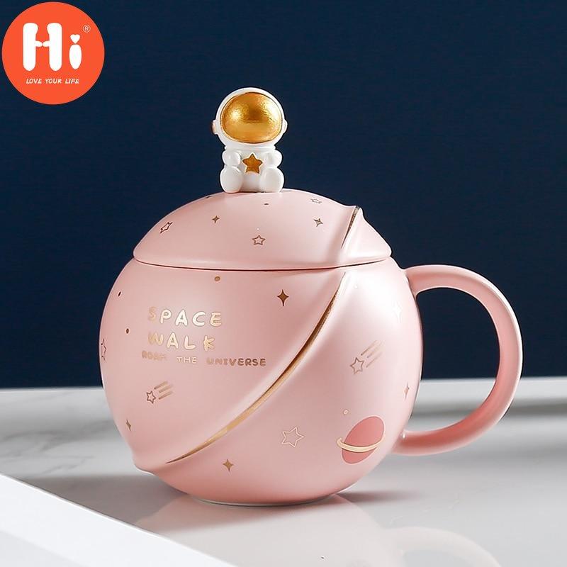 Hallo 400ML Kreative Niedlichen Weltraum Sonnensystem Keramik Kaffeetasse Doppelglas Cartoon Milchglas Junge Geschenk Tasse Weihnachtsgeschenk