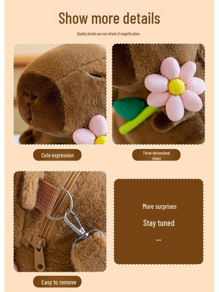 Capybara Cartoon Plüschrucksack für Kinder – Süße, trendige und beliebte Spielzeugpuppe