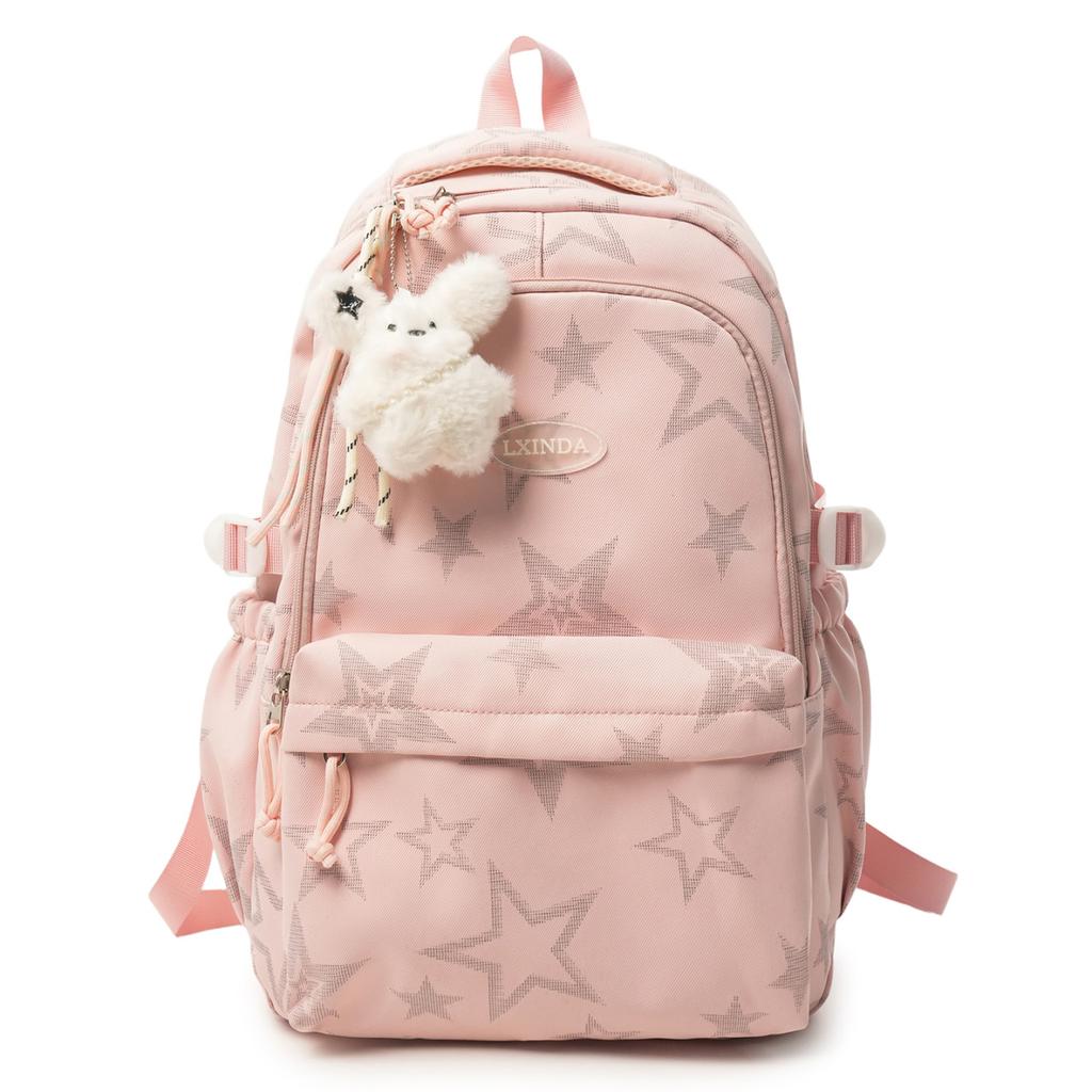 Schoolbag Large capacity schoolbag for men and women, junior high school students, campus solid color backpack, Japanese versatile college student