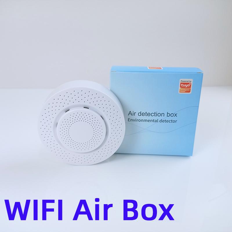 Zigbee/WIFI Tuya Smart Air Box Carbon Dioxide Detector CO2 Gas Sensor Formaldehyde VOC Temperature Humidity Sensor App Control WIFI (Round)