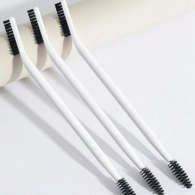 1 Stück Weiß/Schwarz Wimpernzange & Augenbrauenbürste, Biegsame Mehrzweck-Doppelseitige Make-up-Bürste Mit Ergonomischem Griff, Augenbrauenbürste