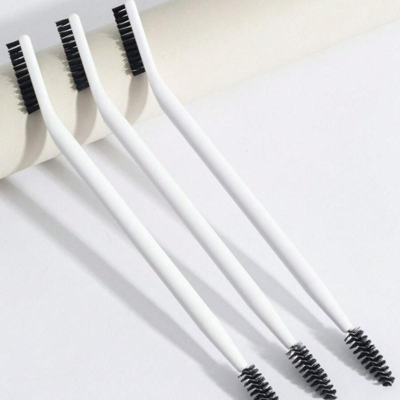1 Stück Weiß/Schwarz Wimpernzange & Augenbrauenbürste, Biegsame Mehrzweck-Doppelseitige Make-up-Bürste Mit Ergonomischem Griff, Augenbrauenbürste
