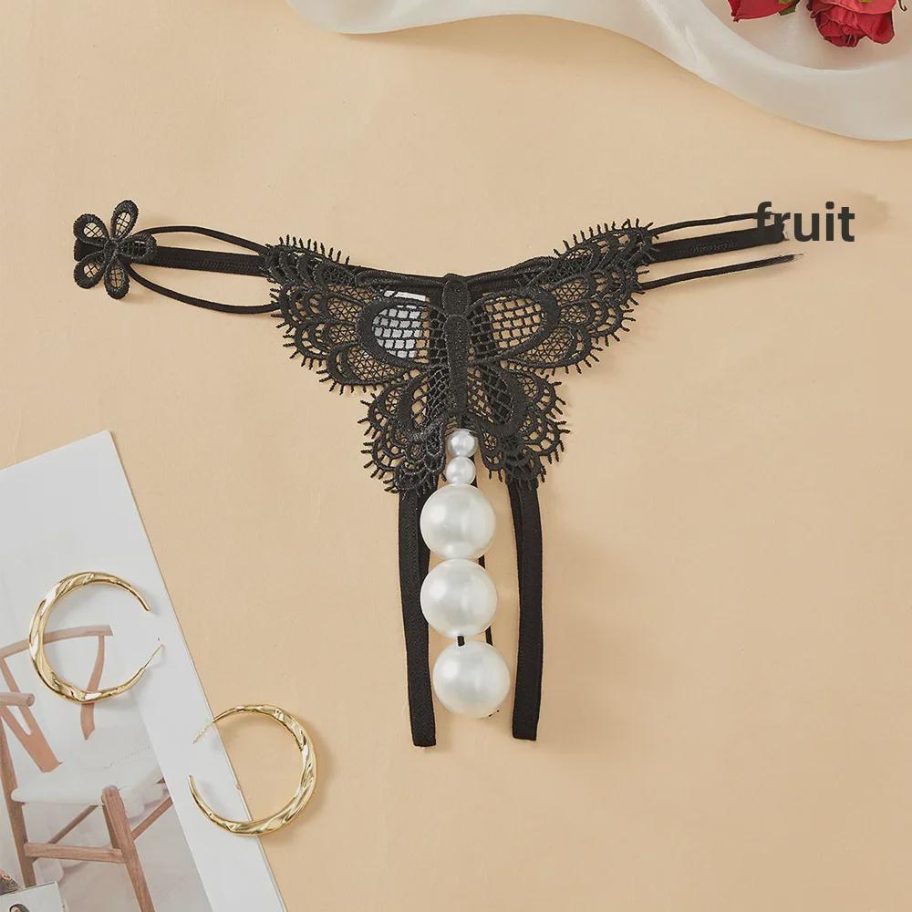 Women's Plus Size Transparent Thong: Open Crotch Pearl Massage, Perfect for Nightclub Temptation