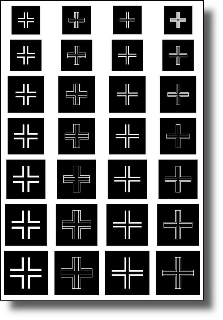 RT Diorama Solid Scale Balkenkreuz II Masking Stickers for Plastic Models 1/35 6-12mm (4 Types) (RTDSOLMRK009-35)