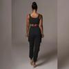 Tuta da donna solida Pantaloni cargo estivi e gilet con scollo a due pezzi Set da due pezzi Tute sportive stile punk High Street Tasche Pantaloni corti
