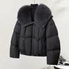 Siboshe Women's 90% Down Lapel Jacket with Large Fur Collar