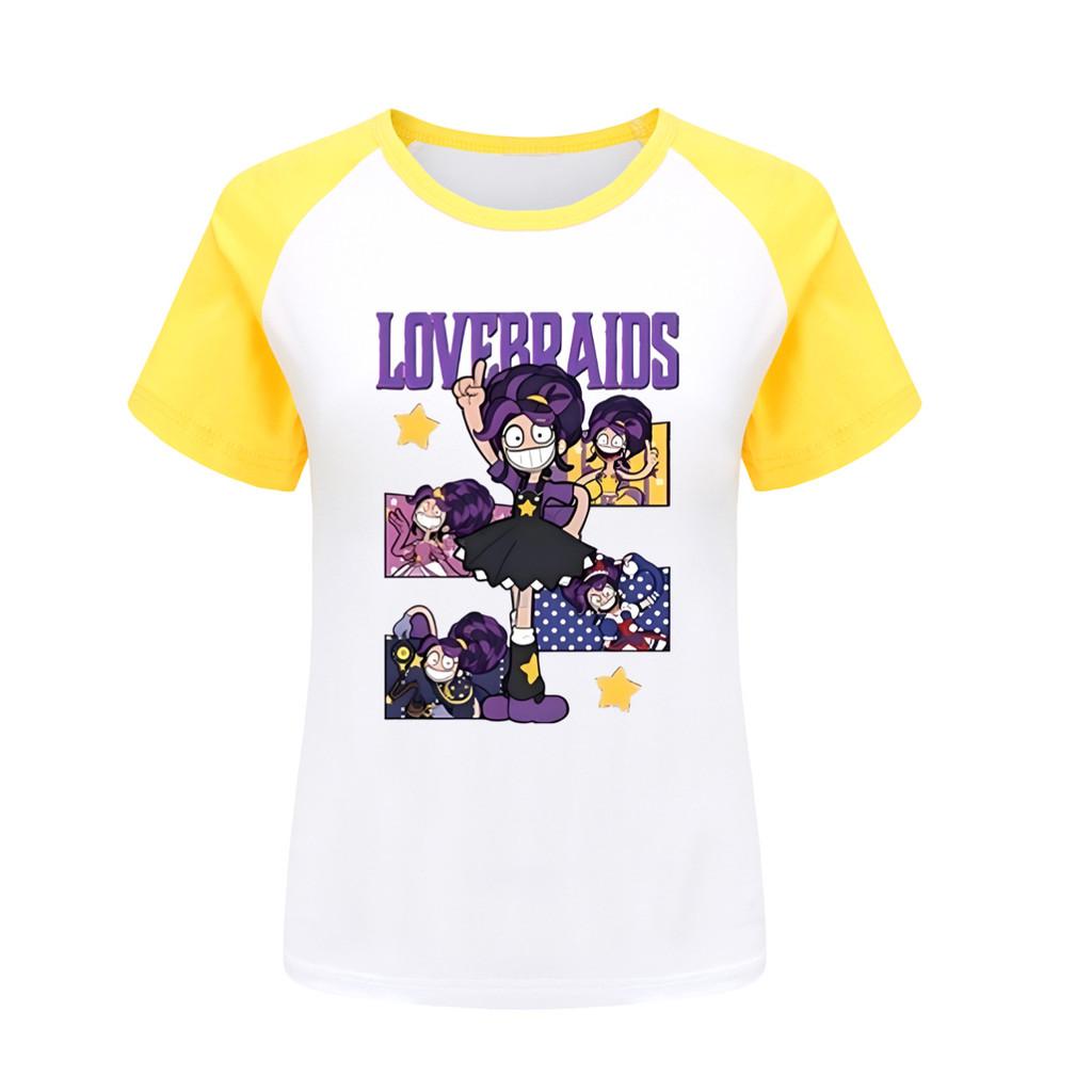 

5601 Kids Girls Lily Lovebraids Game Print Raglan Sleeves Round Neck T-Shirt Top 170cm жовтий