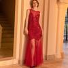 Beaded Mesh Sequined Evening Party Dress - European & American Bridesmaid Ball Gown
