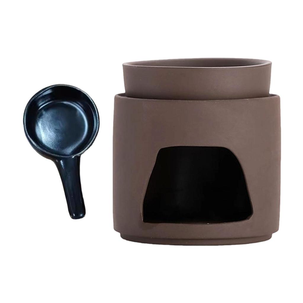 Purple Pottery Oil Burner Tealight Candle Holder Aroma Diffuser Desk Scented Candle Warmer for Home Yoga Meditation Room Decor