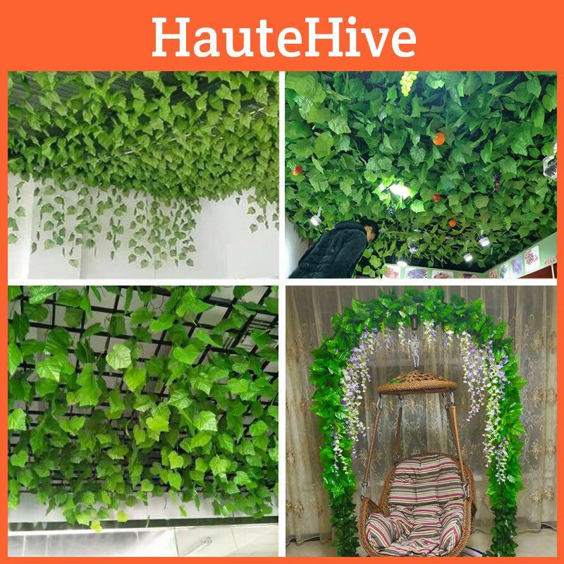 Realistic Artificial Grape Vine Leaves Ceiling Decor Faux Ivy Plants Greenery