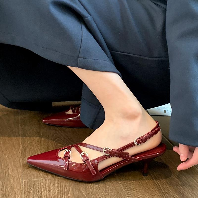 Fashion New Style Popular Women's High Heels Fashion Buckle Luxury Women's Shallow Sandals High Heeled Zapatos Mujer