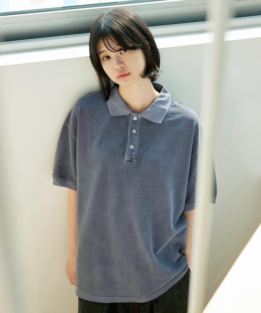 MINIMALPROJECT Pigment Signature Oversized Pk Polo Shirt Mpk102 [Navy]