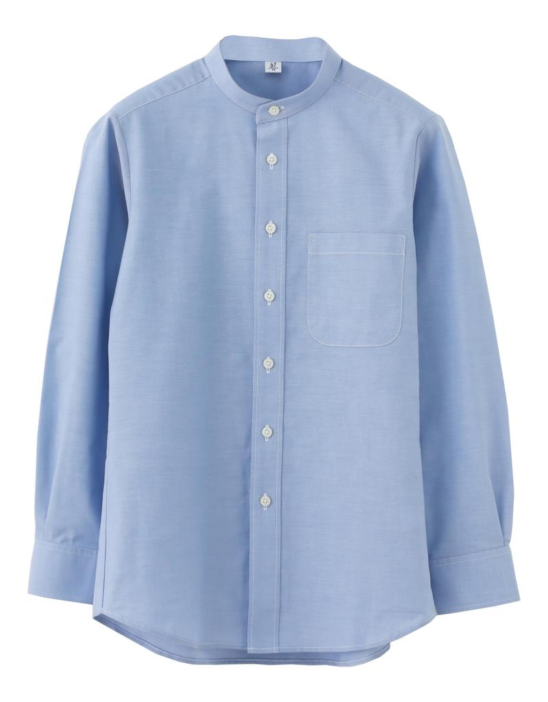 Seven Uniform GH7021-3 Long Sleeve Stand Collar Oxford Shirt, Sax, SS