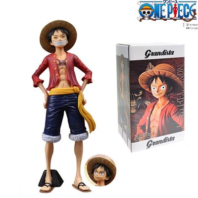 Latest 28cm One Piece Anime Figure Confident Smiley Luffy Three Form Face Changing Doll Action Figurine Model Toys Kits