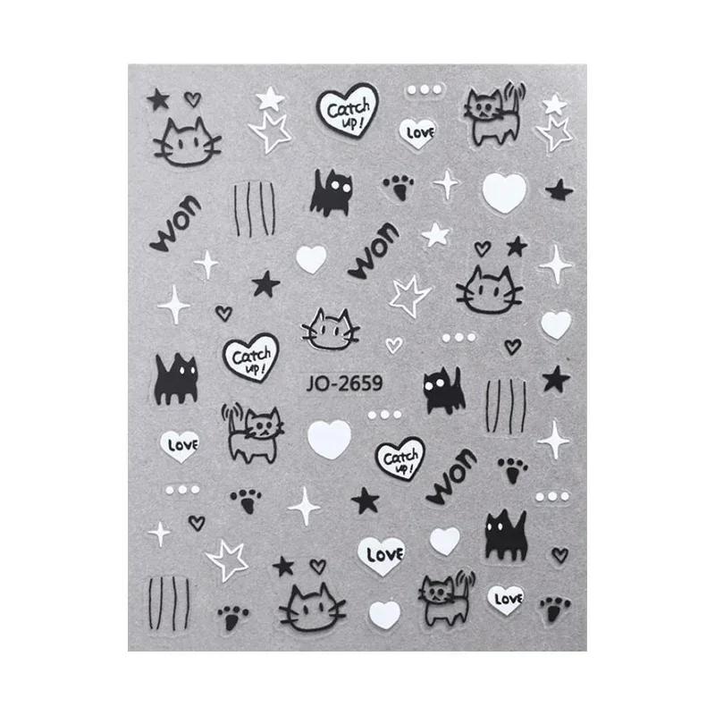 

1/3pcs Kawaii Cartoon Cat Nail Stickers Animal Paw Sliders Nail Arts Nail Art Manicure Decors Y2K Stars Letters Decals Tools