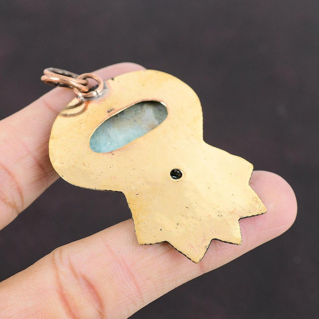 Larimar Pendant Swiss Blue Topaz Pendant Copper Pendant Gemstone Jewelry Stylish Pendant Unique Copper Jewelry Gift For Her Handmade Pendant