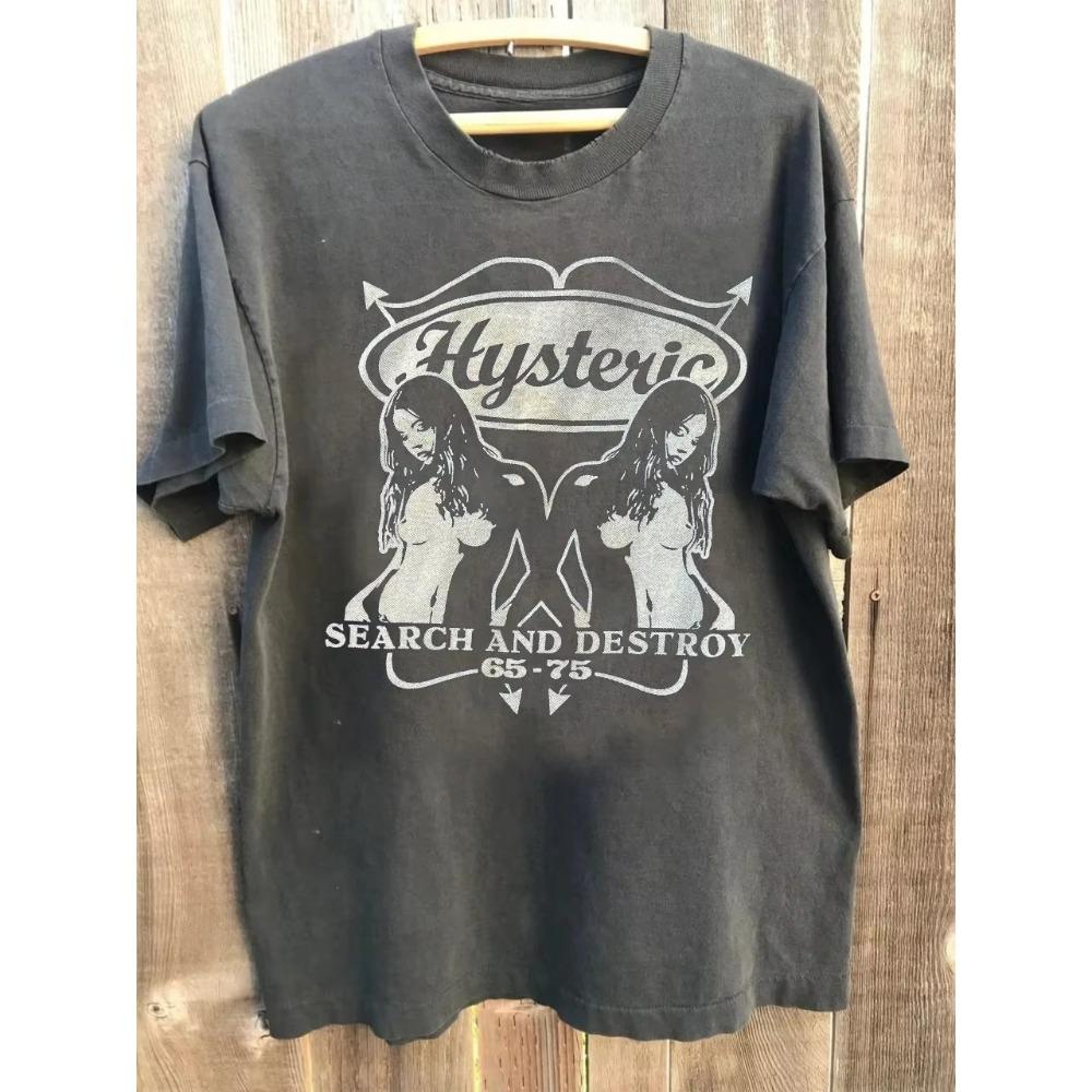 

Hysteric Search and Destroy T-Shirt Mens Vintage Double Girl Print Retro =Streetwear Punk Graphic Short Sleeve Casual Summer Top 5XL різнокольоровий